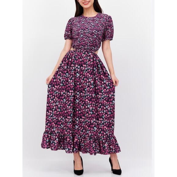 French Connection Bethany Verona Floral Cutout Midi Dress size 0 / XS - Picture 1 of 8
